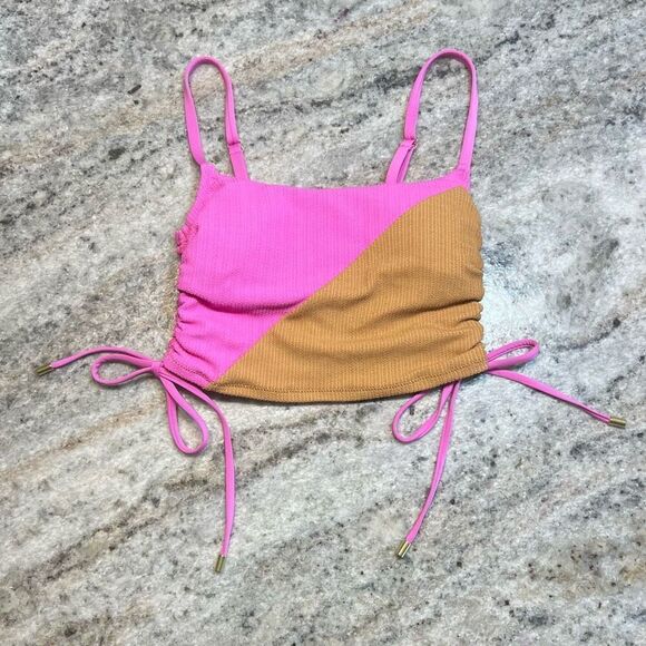 Sanctuary Balancing Act Shirred-Side Cropped Pink Aura Tankini Top Women's XS - Picture 10 of 12